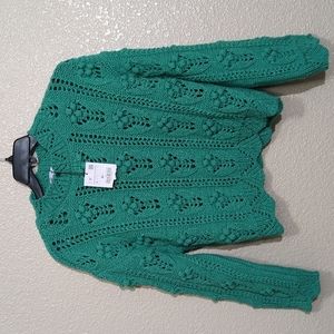 Beautiful New Zara Kelly Green Knitted Pullover Small